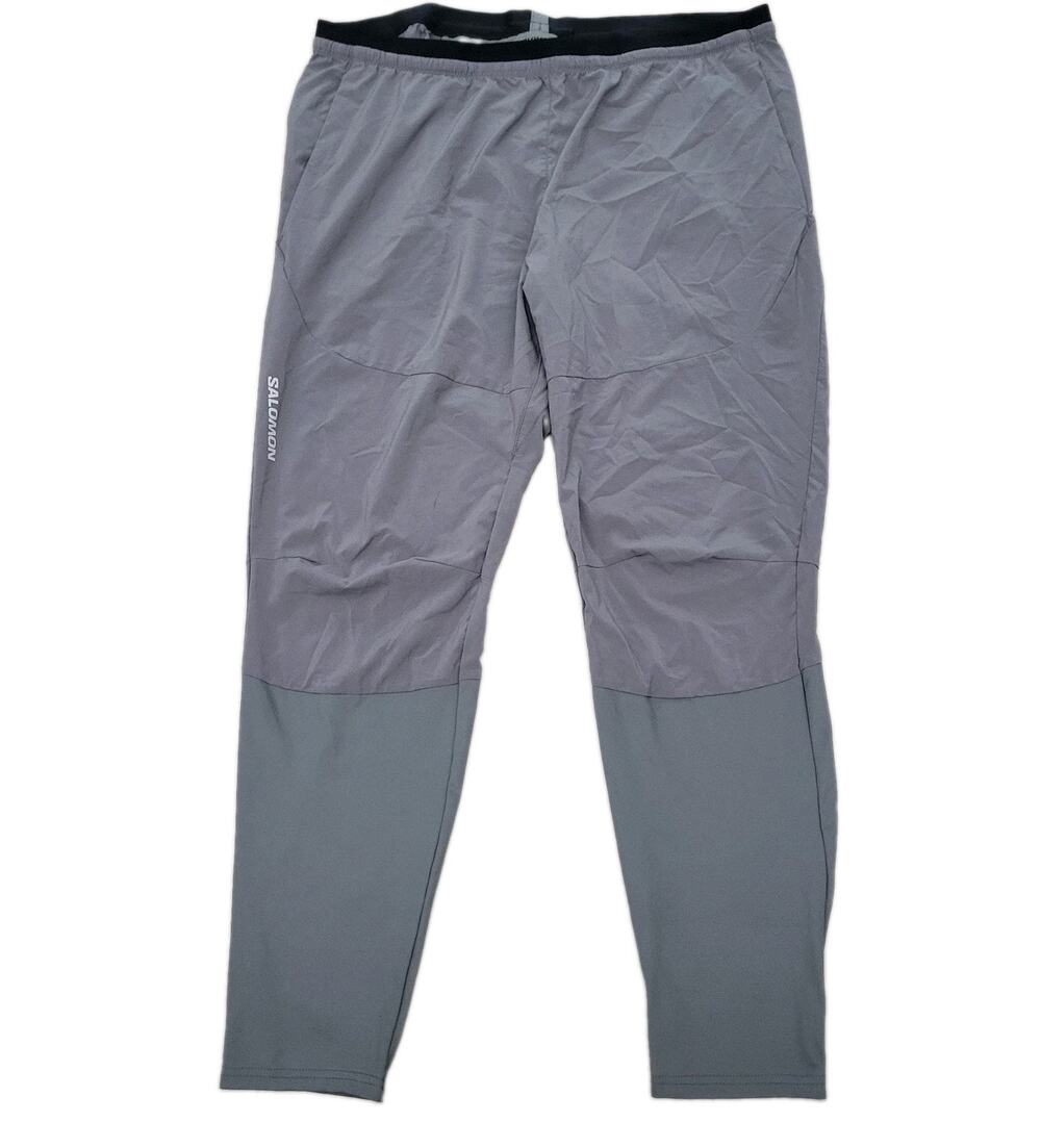 Salomon Cross Run U Pants Black Size XL Gray Jogger Training Gym Hiking